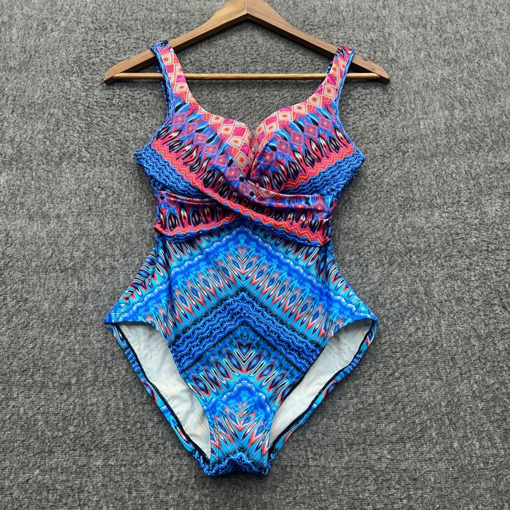 Miraclesuit Size 10 Casablanca Crisscross Escape One-Piece Blue Swimsuit